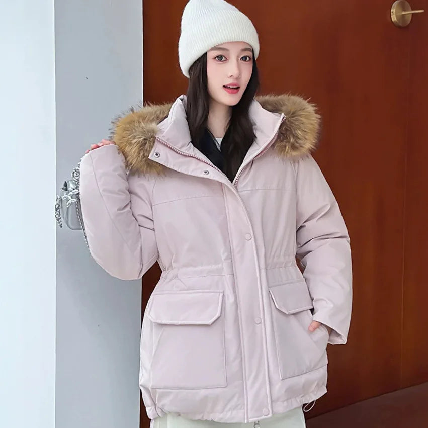 Tooling Pie Overcomes Women's Winter New Padded Jacket Big Fur Collar Thickened Loose Short Padded Jacket