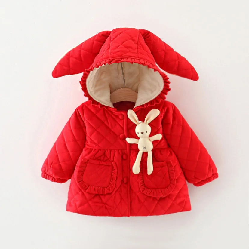 9 Months To 3 Years Old Winter New Red Christmas Party Baby Girl Coat, Thick And Warm Children'S Long Sleeved Clothes