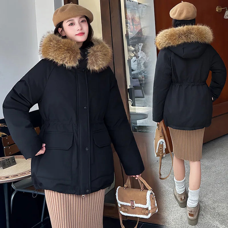 Tooling Pie Overcomes Women's Winter New Padded Jacket Big Fur Collar Thickened Loose Short Padded Jacket