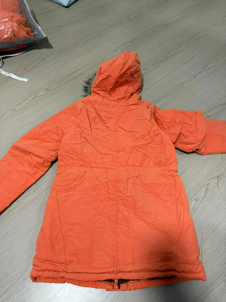Winter Jacket Women Hooded Badge Lamb Fleece Medium Long Drawstring Cotton Coat Peach Skin Fleece Hooded Jacket Winter Coat